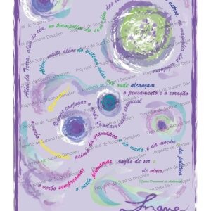 Illustration PAO Drummond lilas 40x30 par Suzana Dessalien, composition cosmique inspirée de Carlos Drummond de Andrade
