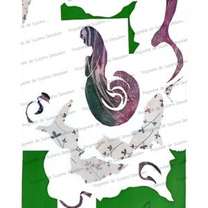 Alfonsina y el Mar II collage original par Suzana Dessalien, hommage poétique argentin 40x30cm, œuvre unique