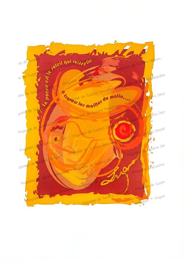 Illustration numérique Hommage à Ferlinghetti, édition limitée, rayonnement chromatique évoquant la poésie lumineuse de la Beat Generation