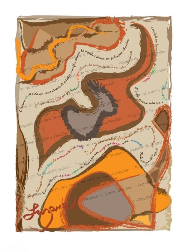 Illustration numérique Terra inspirée de Tagore, édition limitée, courbes organiques et palette chromatique évoquant la sève universelle