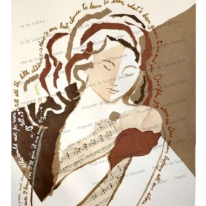 Collage original Go Tell, œuvre unique, visages tournés vers la lumière, teintes douces évoquant l'unité et l'espoir