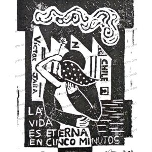 Gravure sur métal originale Te Recuerdo Amanda, œuvre unique, paysage urbain aux traits profonds évoquant Victor Jara